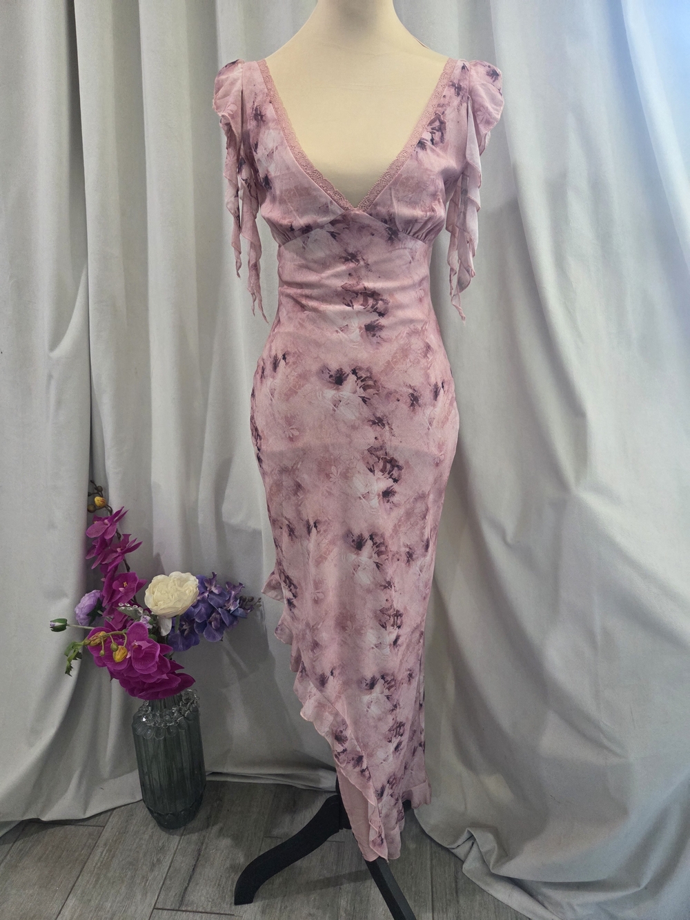 Princess Polly Pink Tie-Dye V-Neck Midi Dress